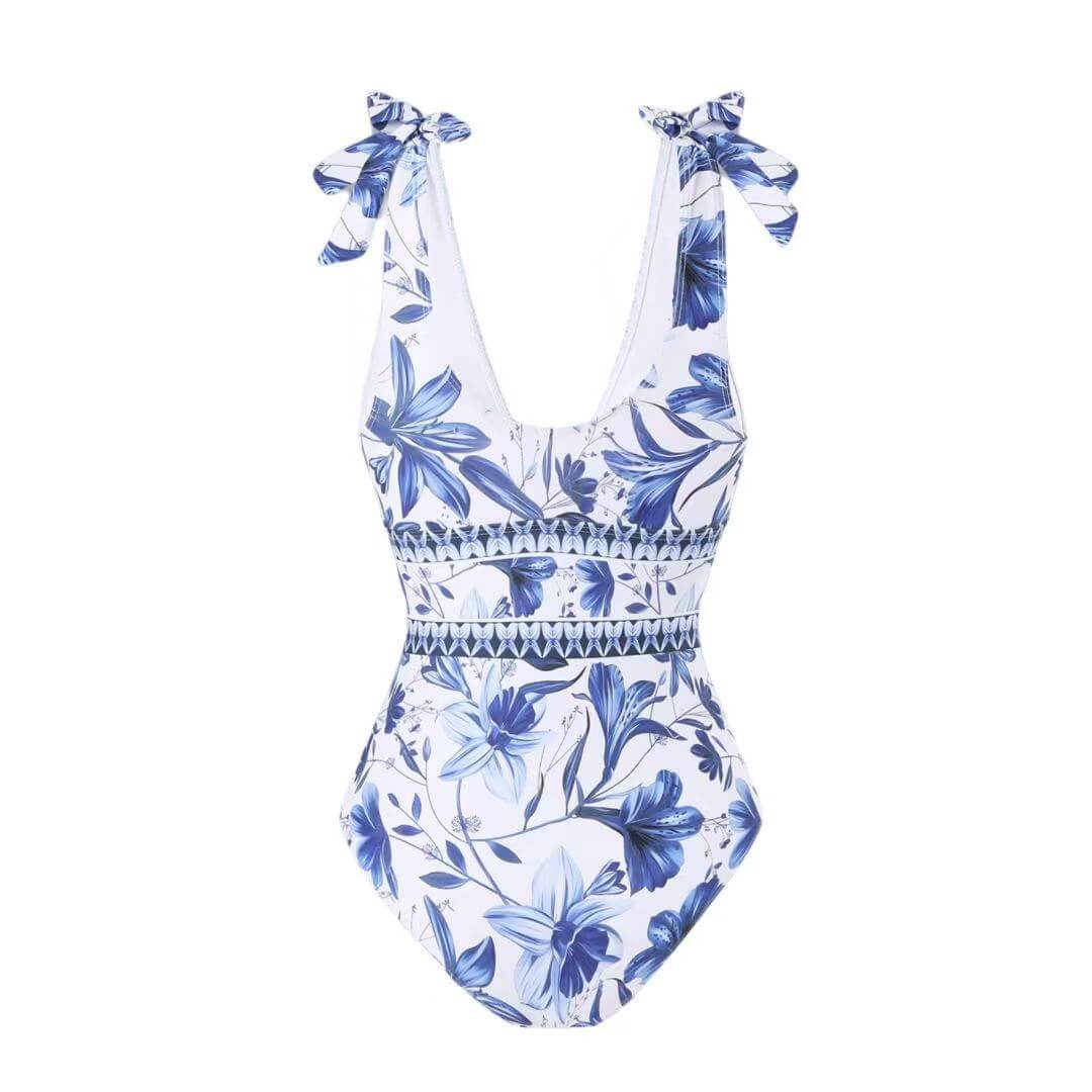 Floral Halter One-Piece & Sarong Set