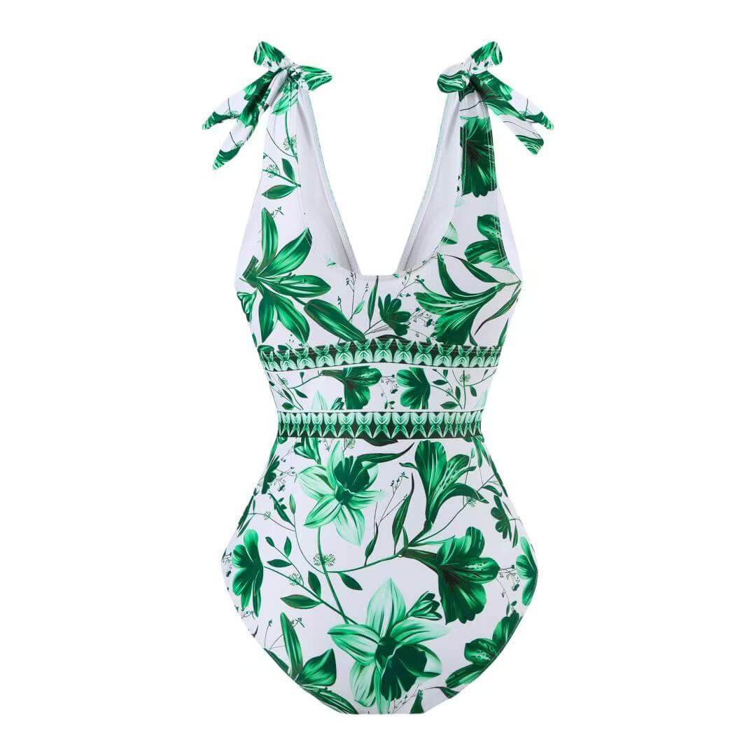 Floral Halter One-Piece & Sarong Set