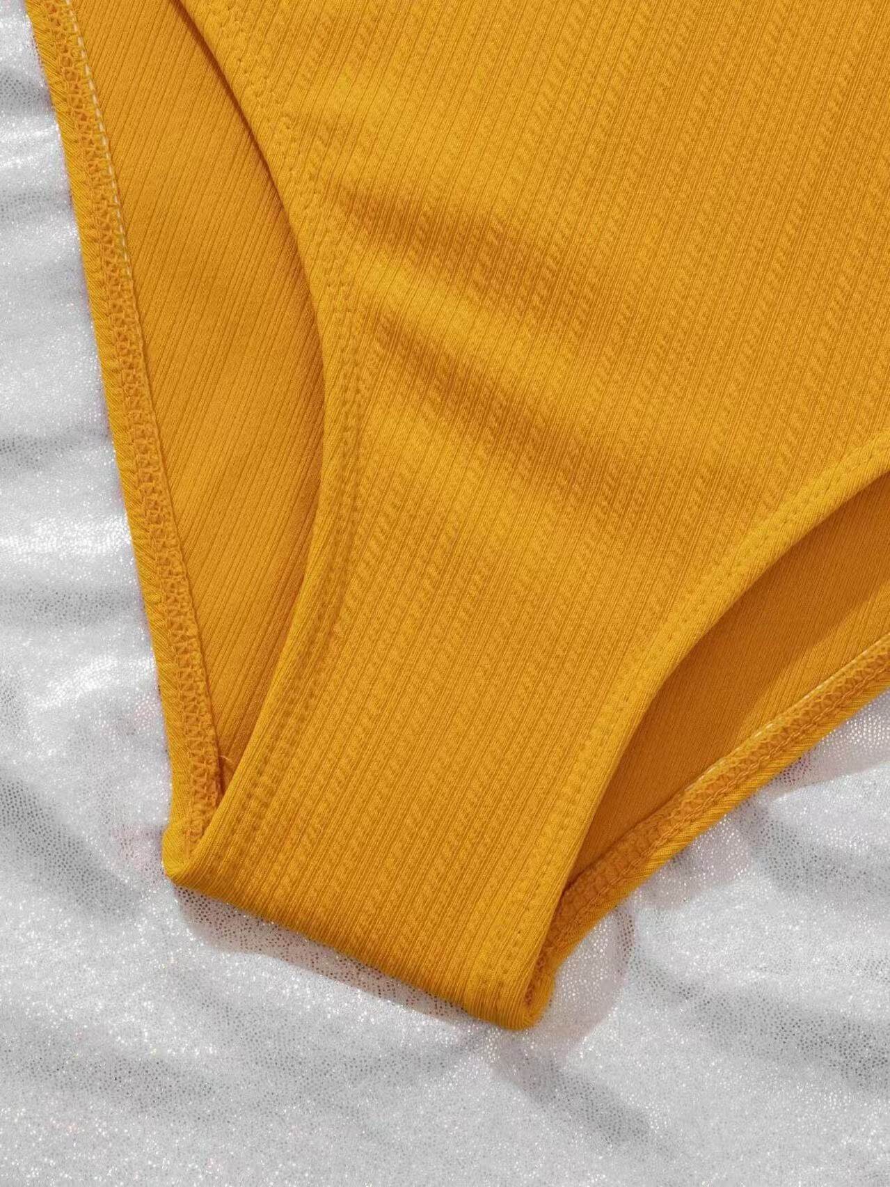 Ruffle Deep V One-Piece Swimsuit