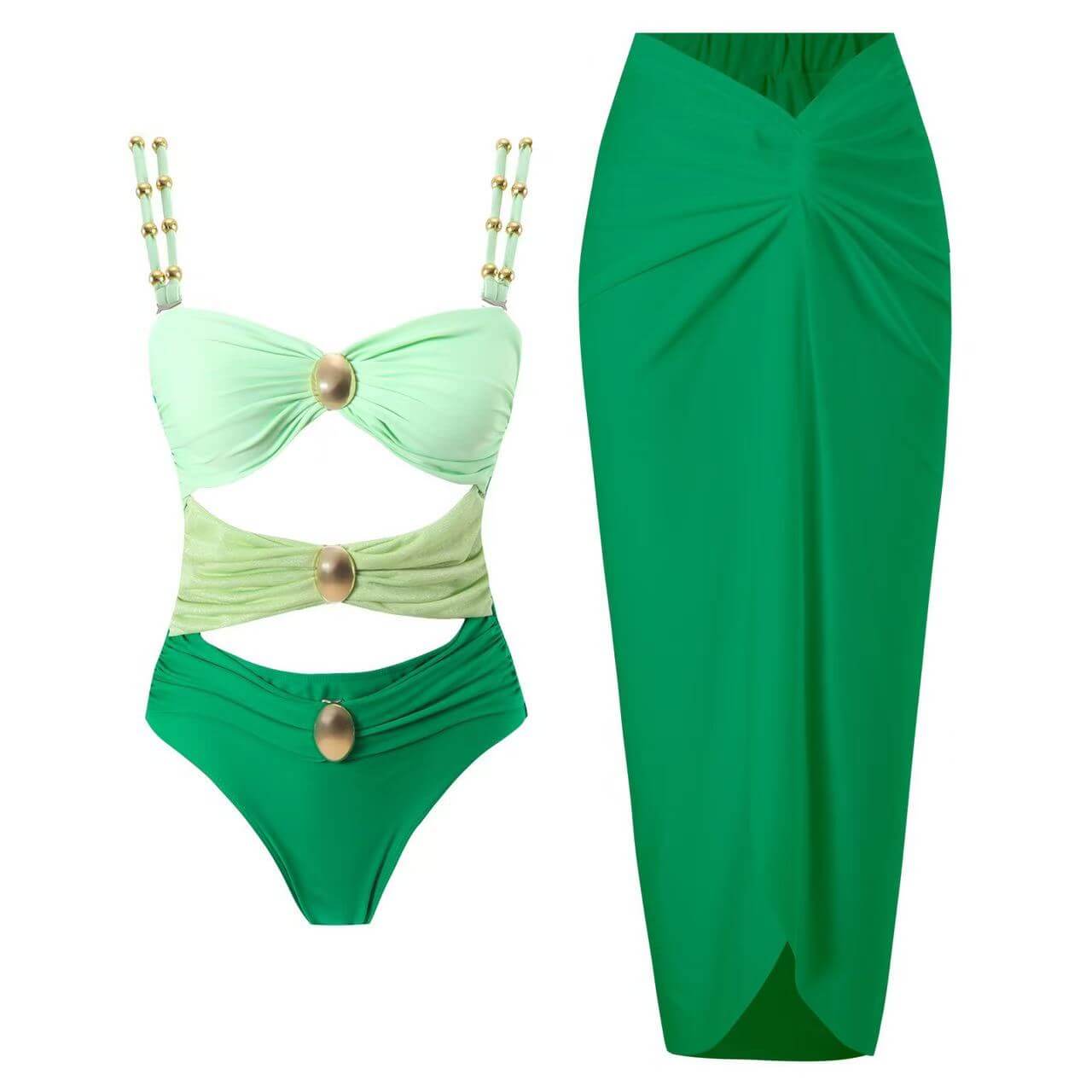 Cutout One-Piece & Sarong Set