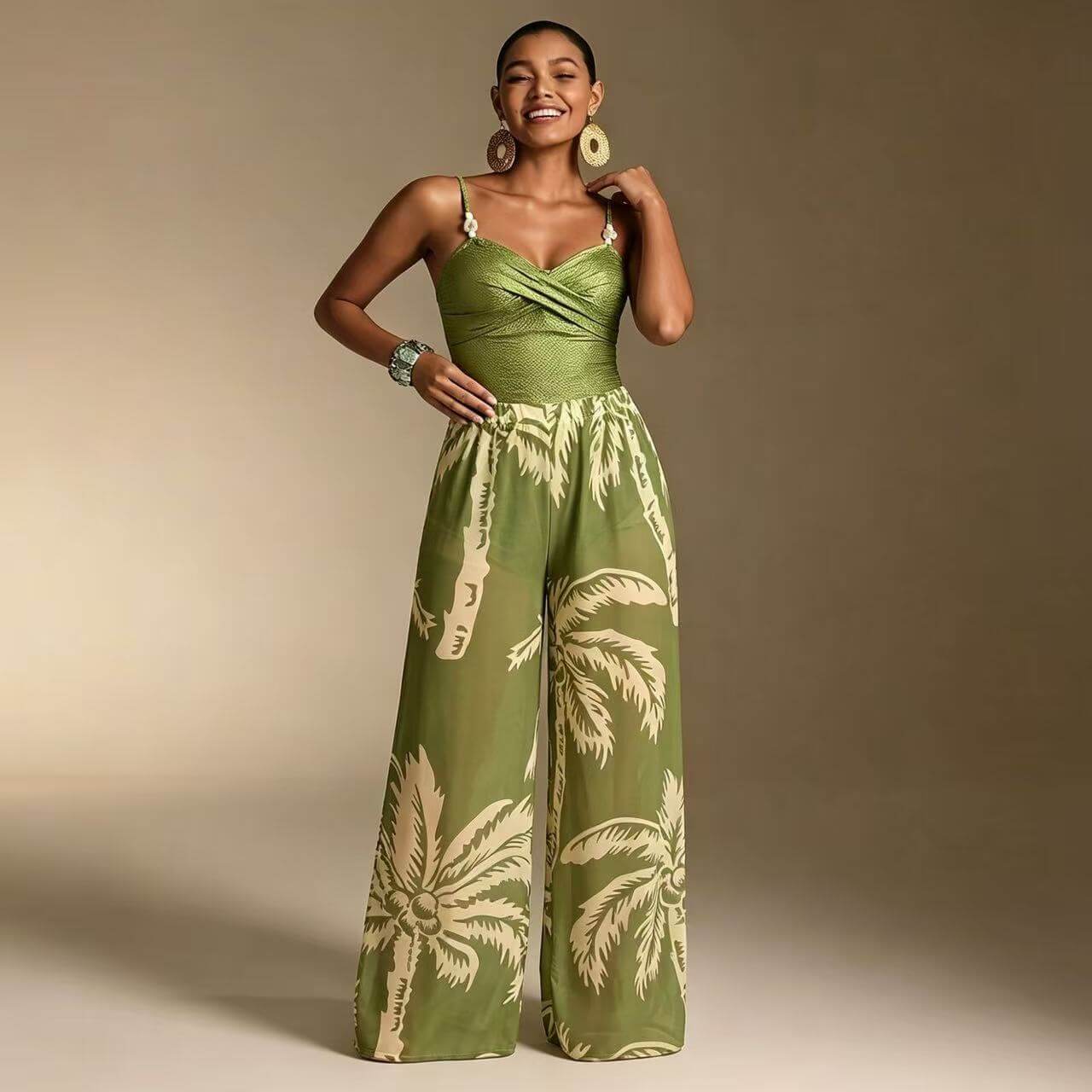 Tropical Resort One-Piece & Pants Set